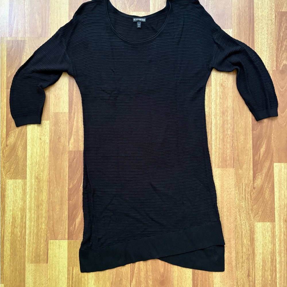 Express Black Ribbed Knit Sweater Dress